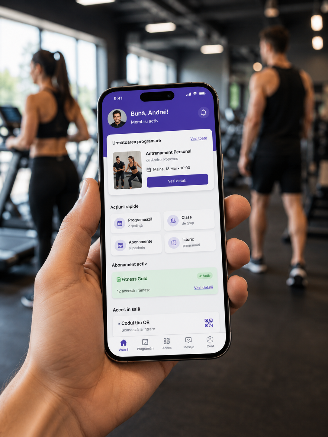 Aplicație programări online fitness